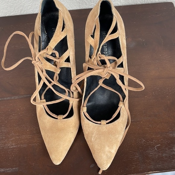 Jeffrey Campbell Brielle Lace Up Pointed Toe Stiletto Heels Camel Tan Sz 9 - Picture 6 of 16